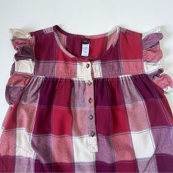Tea Collection Girl’s Cotton Plaid Flannel Dress 12 - Picture 8 of 8